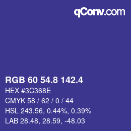 カラーコード: RGB 60 54.8 142.4 | qconv.com