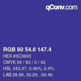 カラーコード: RGB 60 54.8 147.4 | qconv.com