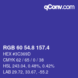 カラーコード: RGB 60 54.8 157.4 | qconv.com