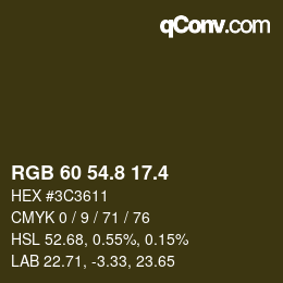カラーコード: RGB 60 54.8 17.4 | qconv.com