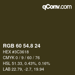 カラーコード: RGB 60 54.8 24 | qconv.com