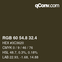 カラーコード: RGB 60 54.8 32.4 | qconv.com