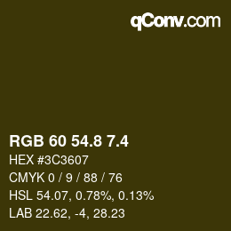 カラーコード: RGB 60 54.8 7.4 | qconv.com