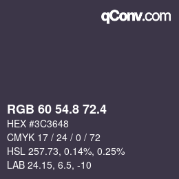 カラーコード: RGB 60 54.8 72.4 | qconv.com