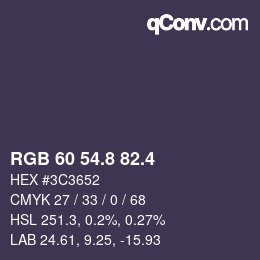 カラーコード: RGB 60 54.8 82.4 | qconv.com