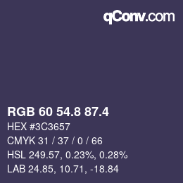 カラーコード: RGB 60 54.8 87.4 | qconv.com