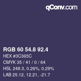 カラーコード: RGB 60 54.8 92.4 | qconv.com