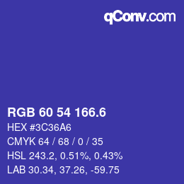カラーコード: RGB 60 54 166.6 | qconv.com