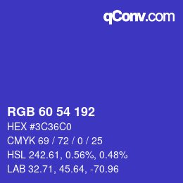 カラーコード: RGB 60 54 192 | qconv.com