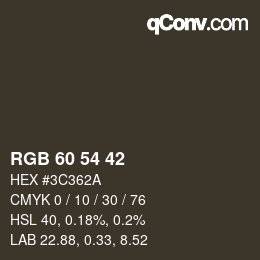 カラーコード: RGB 60 54 42 | qconv.com