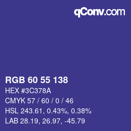 カラーコード: RGB 60 55 138 | qconv.com