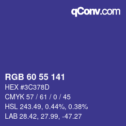 カラーコード: RGB 60 55 141 | qconv.com