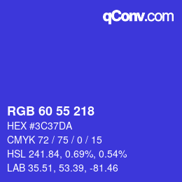 Color code: RGB 60 55 218 | qconv.com