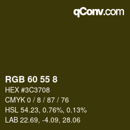 カラーコード: RGB 60 55 8 | qconv.com