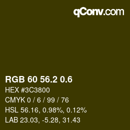 カラーコード: RGB 60 56.2 0.6 | qconv.com
