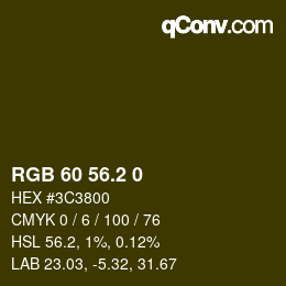カラーコード: RGB 60 56.2 0 | qconv.com