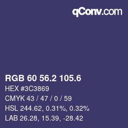 カラーコード: RGB 60 56.2 105.6 | qconv.com