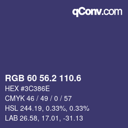 カラーコード: RGB 60 56.2 110.6 | qconv.com