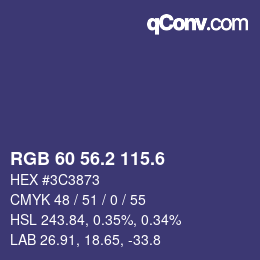 カラーコード: RGB 60 56.2 115.6 | qconv.com