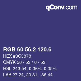 カラーコード: RGB 60 56.2 120.6 | qconv.com