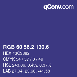 カラーコード: RGB 60 56.2 130.6 | qconv.com