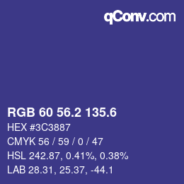 カラーコード: RGB 60 56.2 135.6 | qconv.com