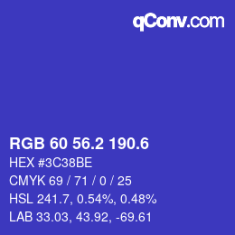 カラーコード: RGB 60 56.2 190.6 | qconv.com