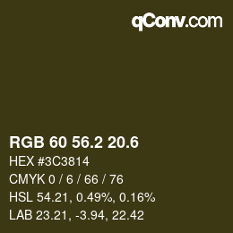 カラーコード: RGB 60 56.2 20.6 | qconv.com