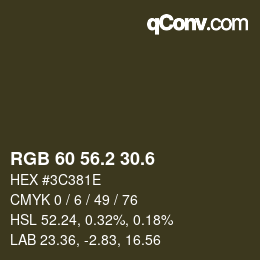 カラーコード: RGB 60 56.2 30.6 | qconv.com