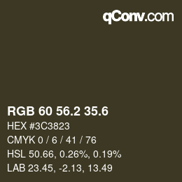 カラーコード: RGB 60 56.2 35.6 | qconv.com