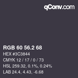 カラーコード: RGB 60 56.2 68 | qconv.com
