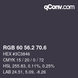 カラーコード: RGB 60 56.2 70.6 | qconv.com