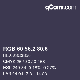 カラーコード: RGB 60 56.2 80.6 | qconv.com