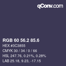 カラーコード: RGB 60 56.2 85.6 | qconv.com
