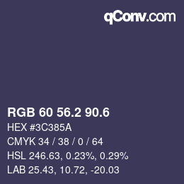 カラーコード: RGB 60 56.2 90.6 | qconv.com
