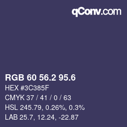 カラーコード: RGB 60 56.2 95.6 | qconv.com