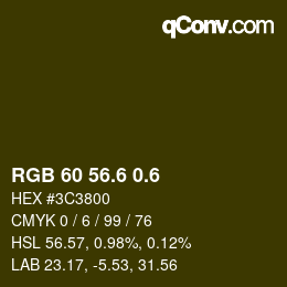 カラーコード: RGB 60 56.6 0.6 | qconv.com