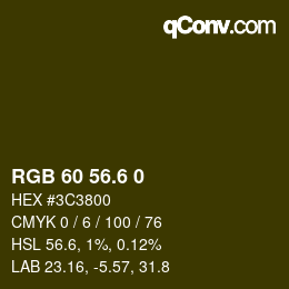 カラーコード: RGB 60 56.6 0 | qconv.com