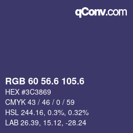 カラーコード: RGB 60 56.6 105.6 | qconv.com