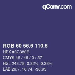 カラーコード: RGB 60 56.6 110.6 | qconv.com