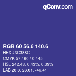カラーコード: RGB 60 56.6 140.6 | qconv.com
