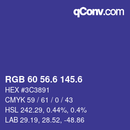 カラーコード: RGB 60 56.6 145.6 | qconv.com