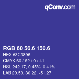 カラーコード: RGB 60 56.6 150.6 | qconv.com