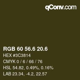 カラーコード: RGB 60 56.6 20.6 | qconv.com