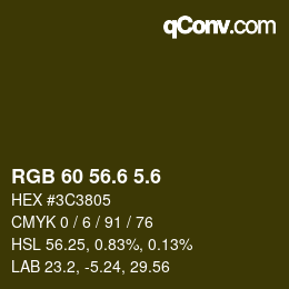 カラーコード: RGB 60 56.6 5.6 | qconv.com