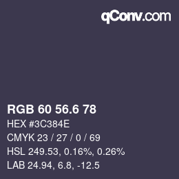 カラーコード: RGB 60 56.6 78 | qconv.com