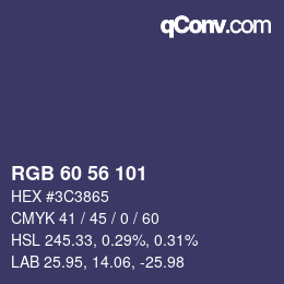 カラーコード: RGB 60 56 101 | qconv.com