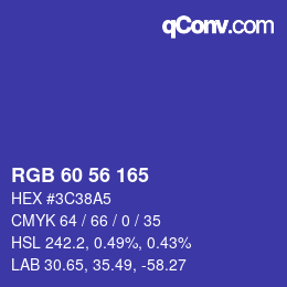 カラーコード: RGB 60 56 165 | qconv.com