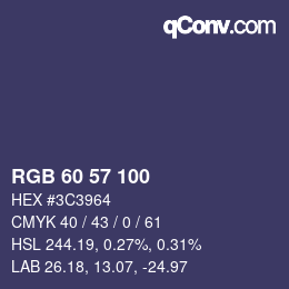 Color code: RGB 60 57 100 | qconv.com