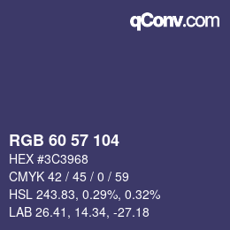 颜色代码: RGB 60 57 104 | qconv.com
